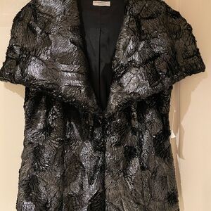 Black and silvered faux fur vest